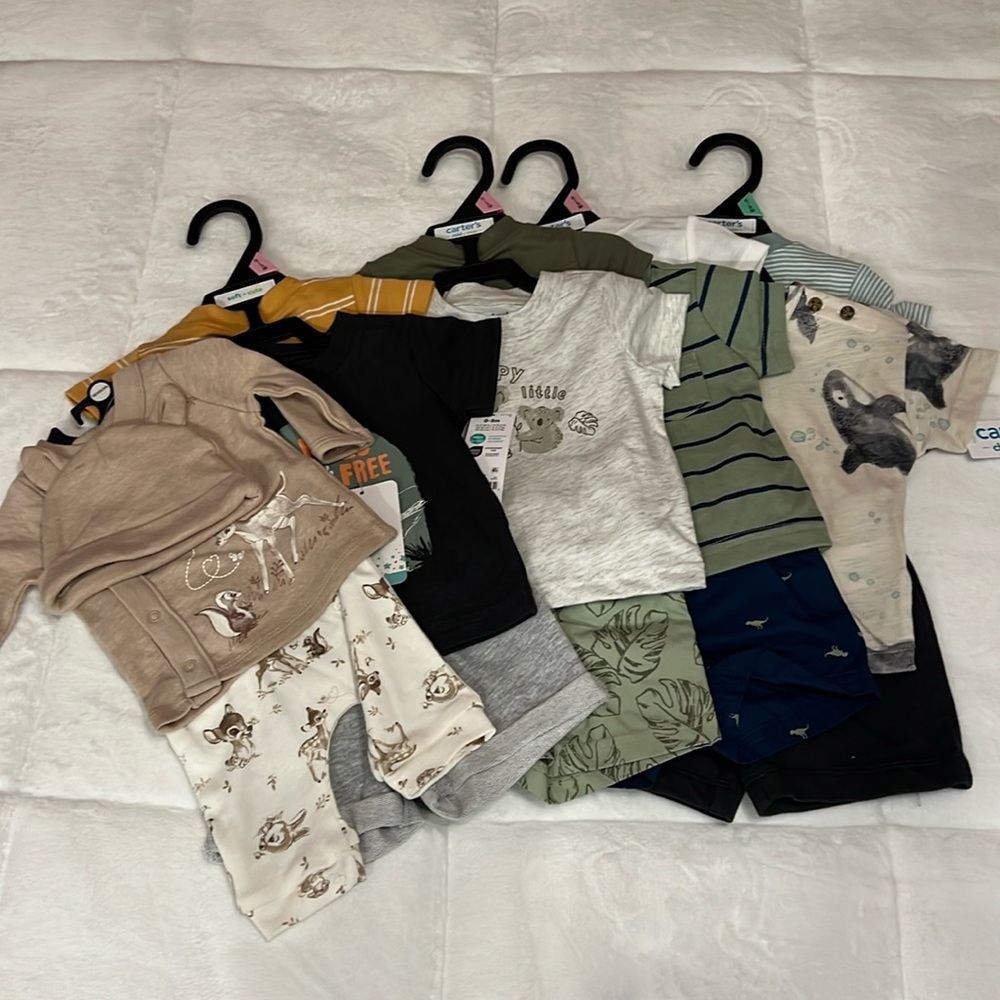 #1- nb 3 pc set. #2/3/4- 0-3 months 3 pc set. #5- 6-9 months 3 pc set. All New
